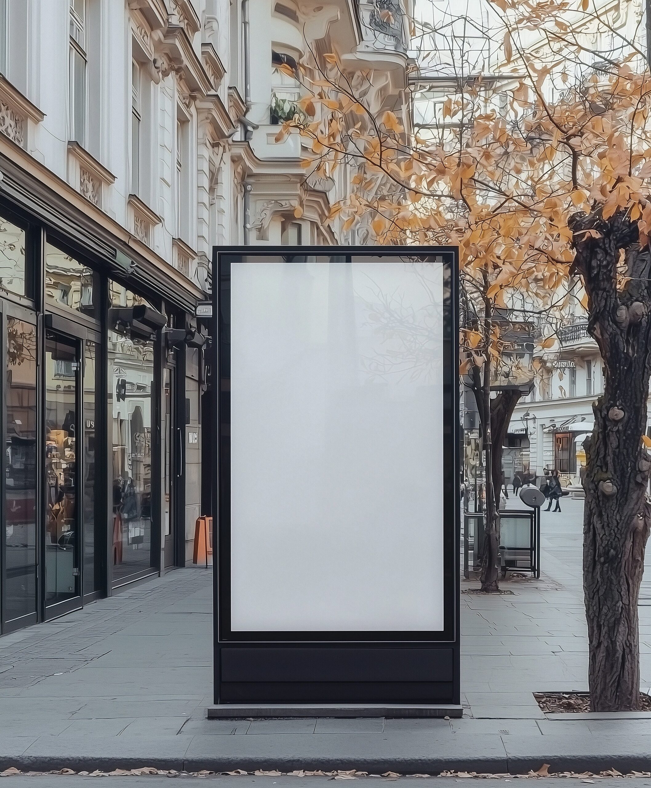 Leerer City Light Out of Home Display in einer Fußgängerzone